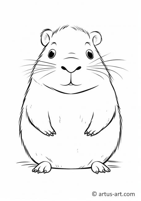 Cute Capybara Coloring Page For Kids